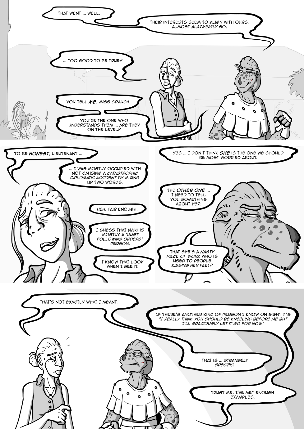 It would have been easy for Kat to offend Na'Ki just by using the wrong tense. Tyr'Enn is complicated like that.